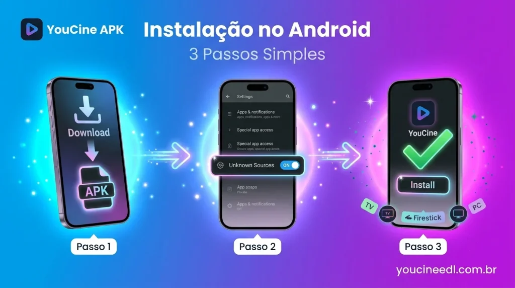 Instalar YouCine APK Android passos download instalacao